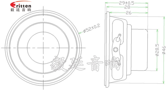 高品質52mm8w全頻內磁喇叭成品圖
